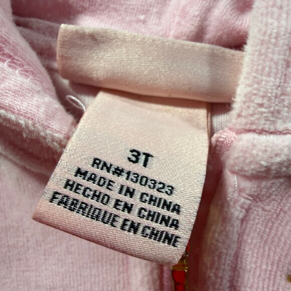 Juicy Couture Pink Velour Girls Zip Up Tracksuit Top Size 3T EUC - Picture 3 of 5